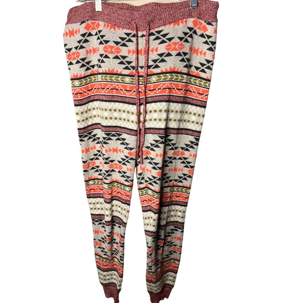American Eagle outfitters L knit leggings multicolor Aztec geometric stretch cuf